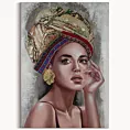 Obraz portret kobiety w turbanie ręcznie malowany na płótnie