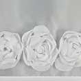 Firana biała z szyfonu zdobiona na brzegach pasem 3D róż z troczkiem w zestawie 140x270 cm taśma - ROSES Eva Minge