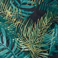 Zasłona welwetowa czarno, zielona ze wzorem egzotycznych liści 140x270 cm taśma - DAVOS