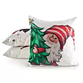 Poszewka na poduszkę świąteczna 45x45 cm czerwono, zielona z motywem uroczego skrzata