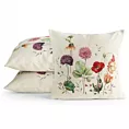 Poszewka na poduszkę 45x45 cm bawełniana, gobelinowa kremowo, zielona z motywem letnich kwiatów GOB