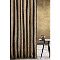 Zasłona szyta na taśmie 5 cm czarno złota z szenilowej tkaniny w pasy przetykane błyszczącą nicią