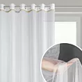 Firana biała z gładkiej matowej mikrosiateczki z ozdobną złotą koronką 300x250 cm przelotka MERIL