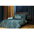 Pościel 160x200 cm z makosatyny bawełnianej kolor turkusowy, złoty z wzorem fantazyjnym LOTOS 4 Limited Collection