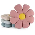 Poduszka w formie kwiatka średnica 37 cm z sztruksu srebrno, żółta FLOWERS