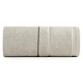 Ręcznik do rąk 30x50 cm bawełniany kolor beżowy z welwetową bordiurą i kontrastującymi paseczkami 500 g/m2 NEL