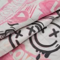 Narzuta biało, różowa 170x210 cm z nadrukiem uroczych piesków pikowana metodą hot press KID 15 Design 91