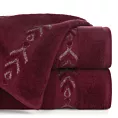 Ręcznik kąpielowy 50x90 cm bawełniany kolor bordowo, złoty zdobiony metaliczna nicią 500 g/m2 KALISTO