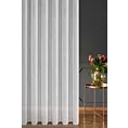 Firana szyta na taśmie 5 cm biała z gładkiej, miękkiej etaminy z delikatnie zarysowanym wzorem w prążki, wykończona obciążnikiem