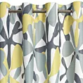 Zasłona biało, żółta w graficzny wzór kwiatów 140x250 cm przelotka - DORIN - Design 91