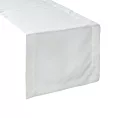 Bieżnik na stół biały 40x200 cm ELLEN zdobiony drobnymi srebrnymi kropkami i elegancką listwą