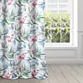 Zasłona biało, zielona w kwiaty 140x250 cm przelotka JANETE