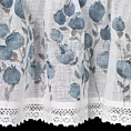 Zazdrostka biała z etaminy z malarskim nadrukiem niebieskich kwiatów i bawełnianą koronką 150x30 cm tunel POLA