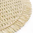 Podkładka okrągła na stół kremowa średnica 38 cm JOAN pleciona z frędzlami