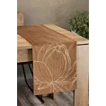 Bieżnik na stół brązowo, złocisty 35x140 cm welwetowy BLINK 12 z dużym wzorem kwiatu lotosu