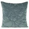 Poszewka na poduszkę 45x45 cm welwetowa, zielona zdobiona naszywanym wzorem SANDI