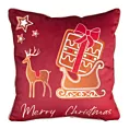 Poszewka na poduszkę 60x60 cm welwetowa, czerwona ze świątecznym motywem pierników GINGER