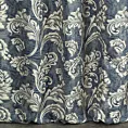 Zasłona szyta na tunelu PERUGIA granatowa ze szlachetnej tkaniny z dużym roślinnym wzorem