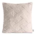 Poszewka na poduszkę 45x45 cm beżowa z miękkiego pluszu zdobiona wypukłym wzorem CARO DESIGN 91