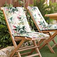Poduszka na krzesło 45 x 90 x 3 cm  wodoodporna biało, zielona zdobione roślinnym wzorem GARDEN
