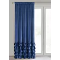 Zasłona welwetowa granatowa zdobiona falbanami i lśniącymi akcentami 140x250 cm taśma - CARLI