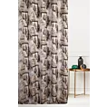 Zasłona szyta na taśmie 8 cm beżowo brązowa z tkaniny o fantazyjnym wzorze Italissima Eva Minge