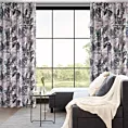 Zasłona biało, fioletowa z motywem liści 140x270 cm taśma - LILIA