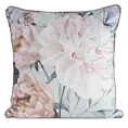 Poszewka na poduszkę 45x45 srebrna, różowa welwetowa z subtelnym motywem kwiatów  ROSITA 2