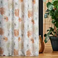Zasłona szyta na taśmie 5 cm jasnokremowo pomarańczowa z tkaniny o naturalnym splocie z kwiatowym nadrukiem