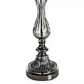 Lampa stołowa do salonu czarno, srebrna REMI z kryształową podstawą i matowym abażurem