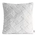 Poszewka na poduszkę 45x45 cm srebrna z miękkiego pluszu zdobiona wypukłym wzorem CARO DESIGN 91