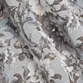 Zasłona popielato, biała w duże kwiaty z etaminy 140x250 cm przelotka - SANDRA