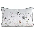 Poduszka  45 x 30 cm dwustronna welwetowa biało, zielona z motywem roślinnym z wypustką na brzegach INEZ EUROFIRANY PREMIUM