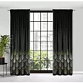 Zasłona welwetowa czarno, oliwkowa z wzorem geometrycznym 140x270 cm taśma - ANGELINA