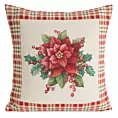 Poszewka na poduszkę 45x45 cm bawełniana, gobelinowa naturalno, czerwona zdobiona motywem gwiazdy betlejemskiej GOB