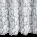 Dekoracja okienna biała z gładkiej tkaniny zdobiona pasem aplikacji w kwiaty z koralikami 140x250 cm przelotka JASMIN EVA MINGE
