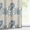 Zasłona naturalno, niebieska ze wzorem liści, w stylu eko 140x270 cm taśma - LENNY