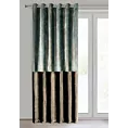 Zasłona błękitno, brązowa z połyskiem, welwetowa 195x250 cm przelotka - AZURITE