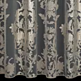Firana szyta na taśmie 5 cm naturalno beżowa z przezroczystej organtyny ozdobionej dużym, połyskliwym wzorem ornamentowym, wykończona obciążnikiem Italissima Eva Min