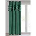 Zasłona welwetowa ciemnozielona zdobiona falbanami 140x250 cm przelotka - SAMI