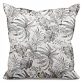 Poszewka na poduszkę 40x40 cm welwetowa biało, beżowa z modnym, błyszczącym wzorem liści RODOS