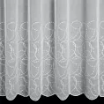 Firana szyta na taśmie 5 cm biała z matowej etaminy haftowanej w fantazyjny wzór z połyskującymi cekinami