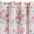 Dekoracja okienna różowa do pokoju dziecięcego z etaminy z nadrukiem z elfami 140x250 cm przelotka - POLLY