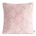 Poszewka na poduszkę 45x45 cm pudrowo różowa z miękkiego pluszu zdobiona wypukłym wzorem CARO DESIGN 91
