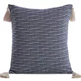 Poszewka na poduszkę 45x45 cm bawełniana kolor granatowy z ozdobnymi chwostami na rogach BOHO