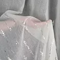 Firana biało, srebrzysta z matowej tkaniny zdobiona błyszczącym wzorem 140x270 cm taśma LINZI