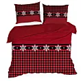 Pościel świąteczna 140x200 cm bawełniana kolor czerwony, czarny z motywem kraty RUDOLF