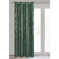 Zasłona zielono, szampańska zdobiona błyszczącym nadrukiem 140x250 cm przelotka - LIBI