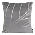 Poszewka na poduszkę 45x45 cm welwetowa szara z błyszczącym nadrukiem liści BLINK 38