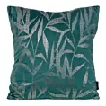 Poszewka na poduszkę 45x45 cm welwetowa kolor ciemnoturkusowy ze złocistym nadrukiem liści BLINK 22